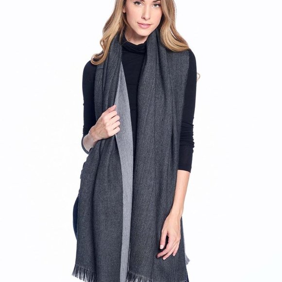 Baby Alpaca Reversible Wrap Shawl Blanket Scarf, Obsidian , Perfect GIFT - Picture 2 of 6